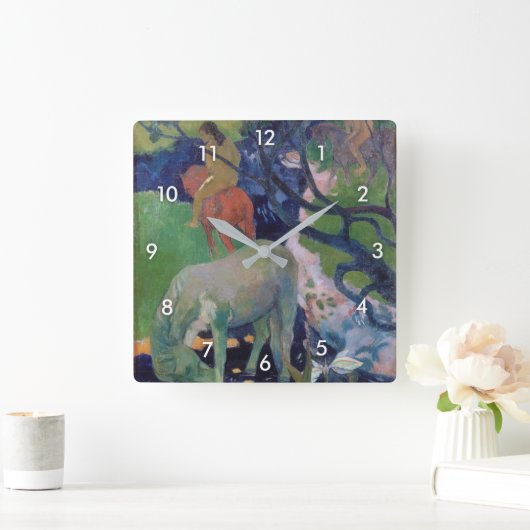 Das Weiße Pferd, Gauguin Quadratische Wanduhr (Zuhause)
