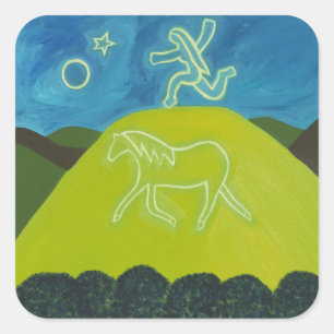 Das Weiße Pferd in Somerset 2011 Quadratischer Aufkleber