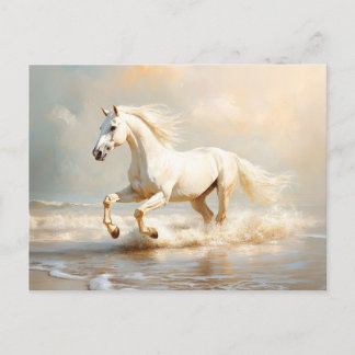 Das weiße Pferd läuft am Strand Postkarte
