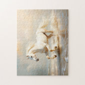 Das weiße Pferd läuft am Strand Puzzle (Vertikal)