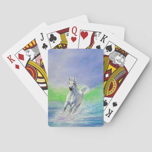 Das weiße Pferd läuft am Strand Spielkarten (Rückseite)