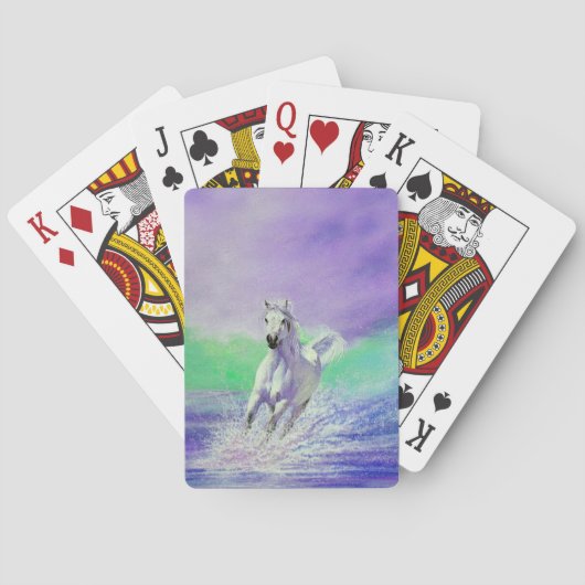 Das weiße Pferd läuft am Strand Spielkarten (Rückseite)