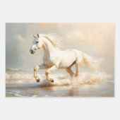 Das weiße Pferd läuft auf der Stranddekoupage Geschenkpapier Set (Vorderseite 3)