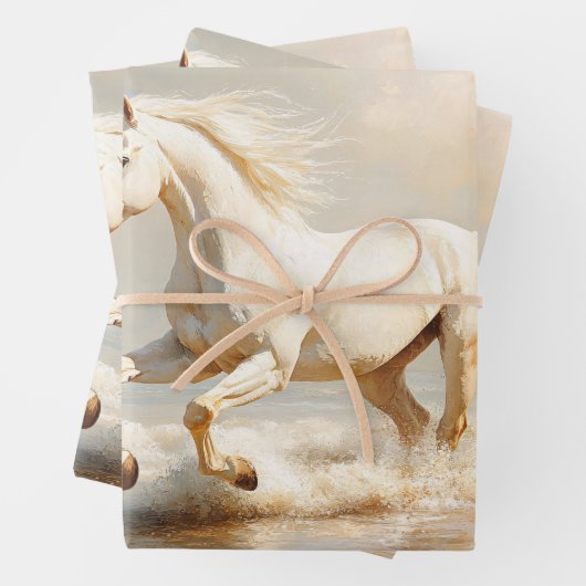 Das weiße Pferd läuft auf der Stranddekoupage Geschenkpapier Set (Beispiel)