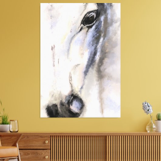 Das weiße Pferd - Originalgemälde Leinwanddruck (Insitu (Wohnzimmer))