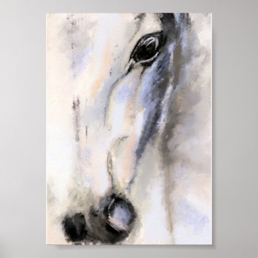 Das weiße Pferd - Originalgemälde Poster (Vorne)