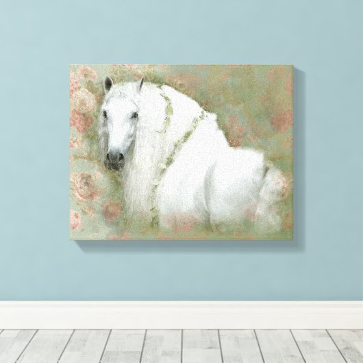 Das weiße Pferd - überzogene Leinwand (Insitu (Holzboden))