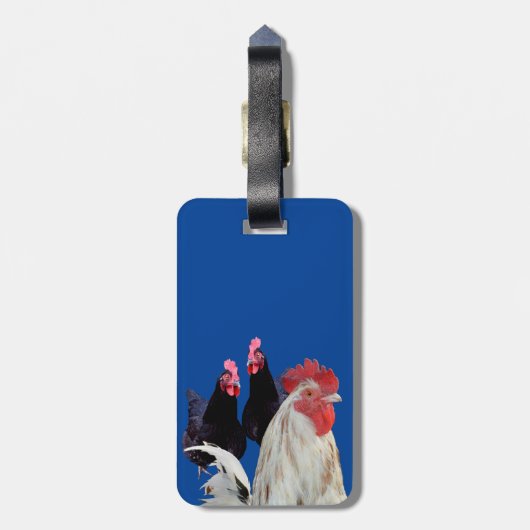 "Das weiße Raster und seine schwarzen Hühner" Gepäckanhänger (Rückseite vertikal)