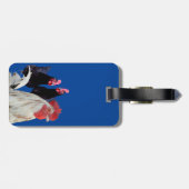 "Das weiße Raster und seine schwarzen Hühner" Gepäckanhänger (Rückseite horizontal)