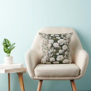 Das weiße weiche Blumenmuster-Design Kissen