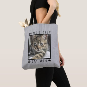 Das weltbeste Cat Mama Paw Prints Foto rustikal Tasche