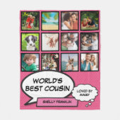 Das weltbeste Cousin-Collage-Comic Pink Fun Fleecedecke (Vorderseite)