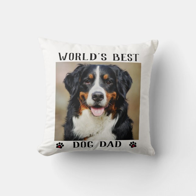 Das weltbeste Dog Vater Paw Prints Pet Foto Kissen (Vorderseite)