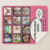 Das weltbeste Grandma 12 Foto Fun Comic Pink Sherpadecke (Vorderseite (Horizontal))