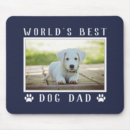 Das weltbeste Hund-Vater-Foto Paw Prints Navy Blue Mousepad (Vorne)