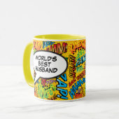 Das weltbeste Husband Cool Modern Fun Comic Book Tasse (Vorderseite Links)