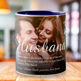 Das weltbeste Husband-Definition-Script-Foto Zweifarbige Tasse