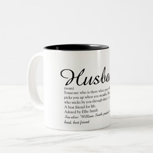 Das weltbeste Husband-Definitionsskript Zweifarbige Tasse (Vorderseite Links)