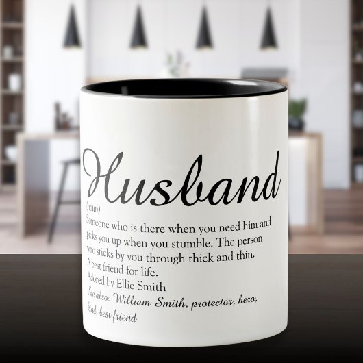 Das weltbeste Husband-Definitionsskript Zweifarbige Tasse