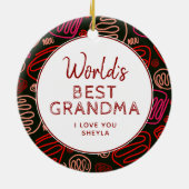 Das weltbeste Oma Red One Line-Foto Keramik Ornament (Hinten)