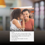 Das weltbeste Sister Definition-Foto Karte<br><div class="desc">Personalisieren Sie für Ihre besondere Schwester oder Hermana (klein oder groß),  um ein einzigartiges Geschenk zu schaffen. Ein perfekter Weg,  ihr zu zeigen,  wie phantastisch sie jeden Tag ist. Entwickelt von Thisisnotme©</div>