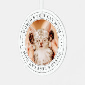 Das weltweit beste Cat Mama Classic Simple Foto Ornament Aus Metall (Vorderseite links)