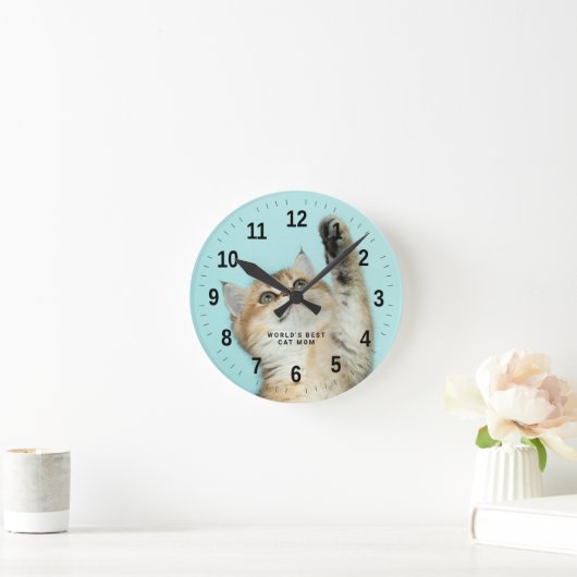 Das weltweit beste Cat Mama Custom Foto Runde Wanduhr (Zuhause)