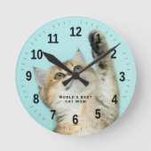 Das weltweit beste Cat Mama Custom Foto Runde Wanduhr (Vorderseite)