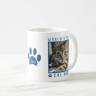Das weltweit beste Cat Vater Blue Paw Print Name P Kaffeetasse