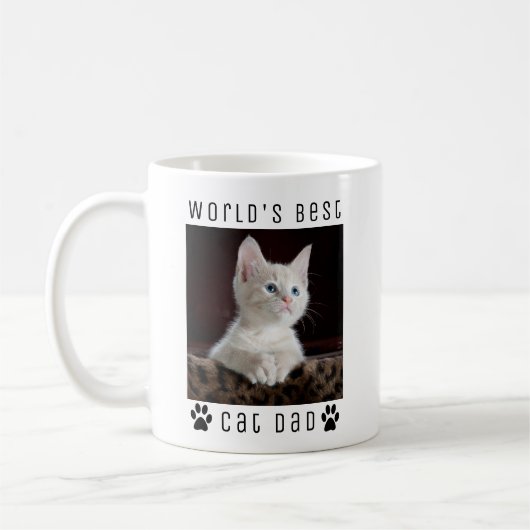 Das weltweit beste Cat Vater Custom Foto, Paw druc Kaffeetasse (Links)