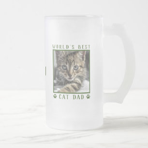 Das weltweit beste Cat Vater Green Paw Prints Name Mattglas Bierglas