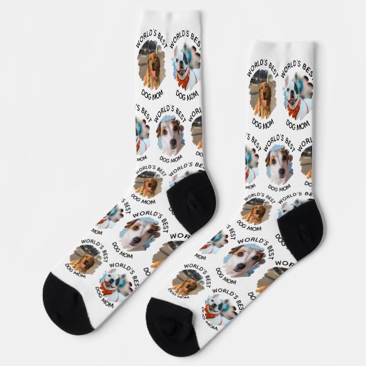 Das weltweit beste Dog-Mama-Custom-3-Dog-Foto Socken (Linkes Detail)