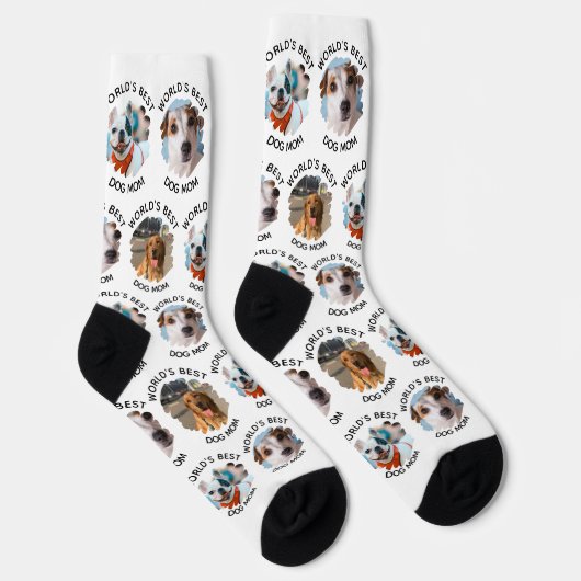 Das weltweit beste Dog-Mama-Custom-3-Dog-Foto Socken (Rechts)