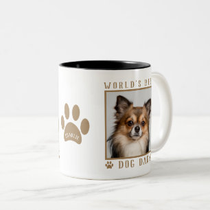 Das weltweit beste Dog Vater Pad Print Name Pet Fo Zweifarbige Tasse