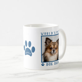 Das weltweit beste Hund Vater Blue Paw Print Name  Kaffeetasse