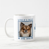 Das weltweit beste Hund Vater Blue Paw Print Name  Kaffeetasse (Links)