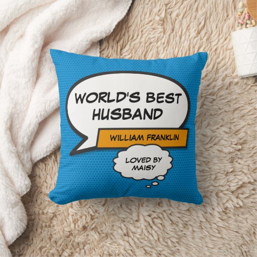 Das weltweit beste Husband Cool Fun Comic Blue Kissen (Decke)