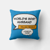 Das weltweit beste Husband Cool Fun Comic Blue Kissen (Rückseite)