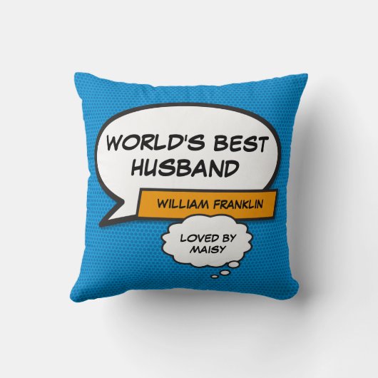 Das weltweit beste Husband Cool Fun Comic Blue Kissen (Rückseite)