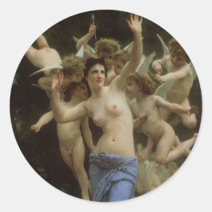 Das Wespennest von William Adolphe Bouguereau Runder Aufkleber