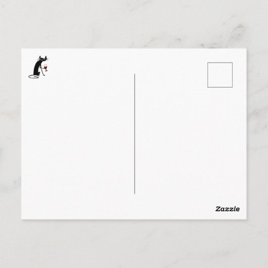 Das Wetter im Freien ist beängstigend, der Wein is Postkarte (Rückseite)