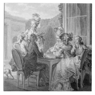 Das Whist Party, 1783, graviert durch Jean Dambrun Fliese