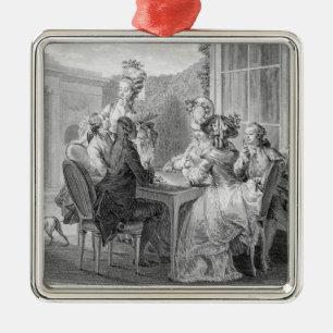 Das Whist Party, 1783, graviert durch Jean Dambrun Ornament Aus Metall
