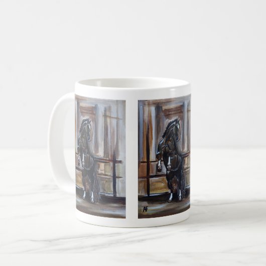 Das Wildpferd-Gemälde von Alfred Fox Kaffeetasse (Vorderseite Links)