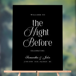 Das Willkommensschild am Abend vor der Probe-Dinne Acrylschild