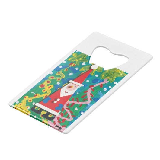Das Winterwunderland von Santa - Kinder Kunst für Geldbeutel Flaschenöffner (Vorderseite Schrägansicht)