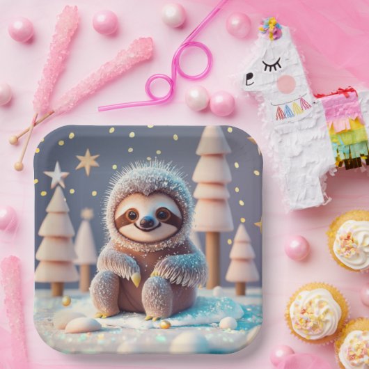 Das Winterwunderland von Snowy Sloth Pappteller (Party)