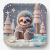 Das Winterwunderland von Snowy Sloth Pappteller (Vorderseite)