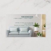 Das Wohnzimmer der weißen Wand ist mit Sofa und De Visitenkarte (Rückseite)