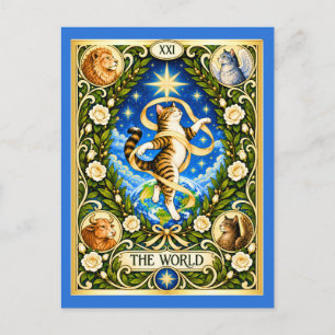 Das World Cat Tarot - Vollendung und Ganzheit Postkarte